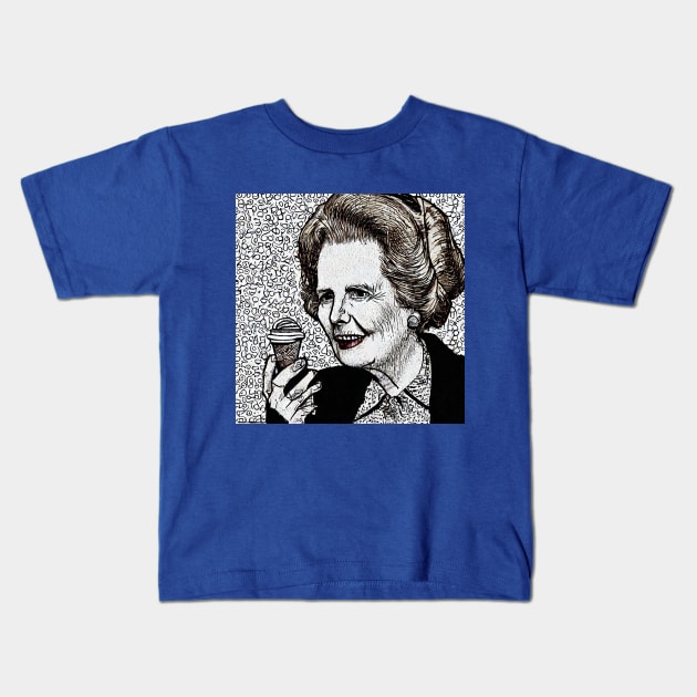 Margaret Thatcher invented Mr Whippy Kids T-Shirt by Pickledjo